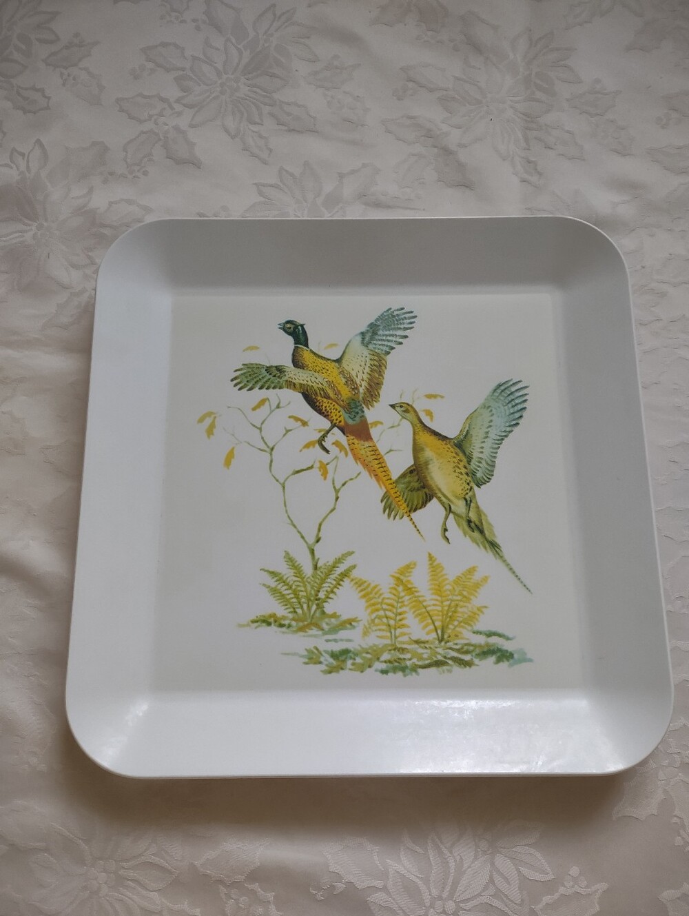 MCM Vintage 1954 Waverly Tray Plastic Birds Painted